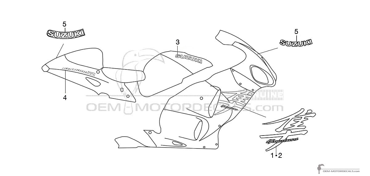 Decals for Suzuki GSX1300R Hayabusa 2003 - Black • Suzuki OEM Decals